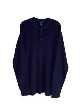 Vintage High Sierra Navy Blue Waffle-Knit Thermal Pullover